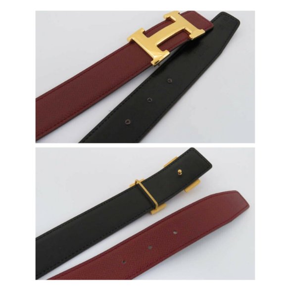 π―AUTH HERMES BORDEAUX REVERSIBLE CONSTANCE H BELT - Picture 5 of 11